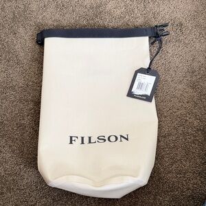Filson Cream and Black Roll-Top Dry Pouch